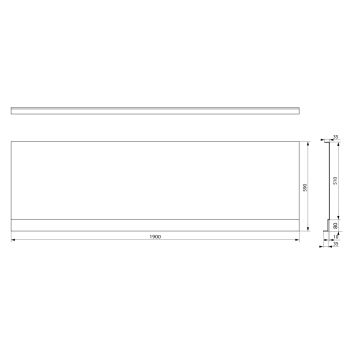 Vonia Polysan Plain Nika Priekinis 1900x590 mm, baltas 72561
