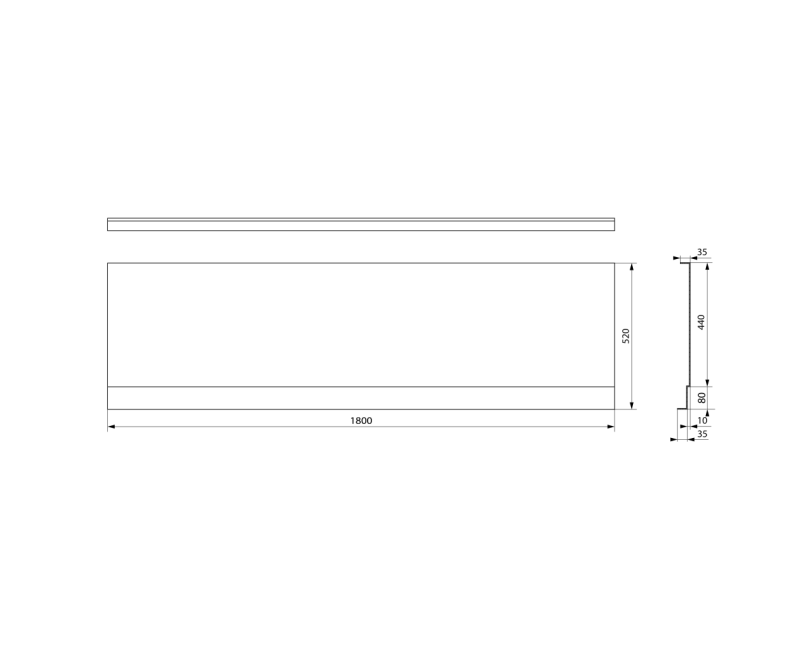 Vannas panelis Polysan Couvert 180, 1800x520 mm, balts 72847