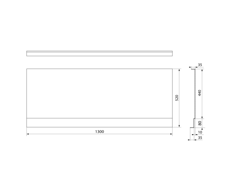 Vannas panelis Polysan Couvert 130, 1300x520 mm, balts 72852