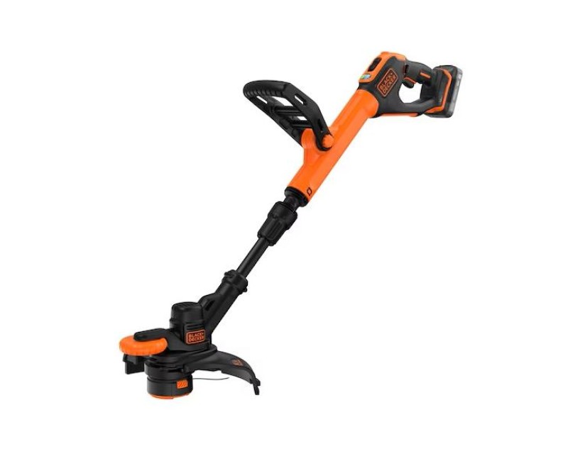 Аккумуляторный триммер BLACK+DECKER 18 В, ширина скашивания 28 см, 1 аккумулятор 2,0 Ач, зарядное устройство BCST918D1-QW
