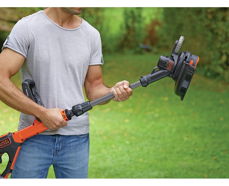 Trimmeris BLACK+DECKER 18 V akumulatora ar auklu, 28 cm pļaušanas platums, 1 x 2,0 Ah akumulators, lādētājs STC1820EPC-QW