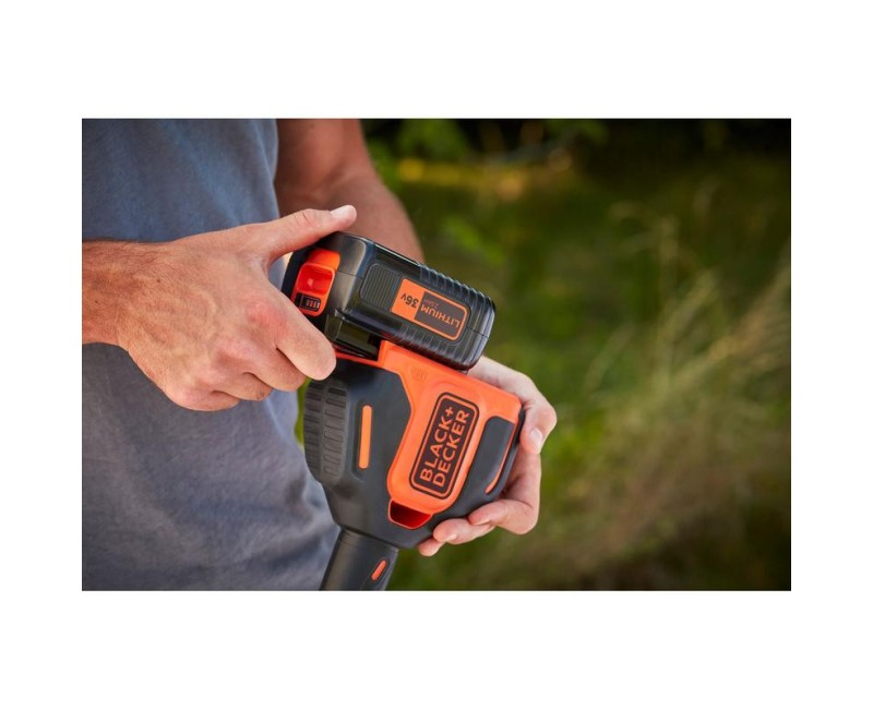 Trimmeris BLACK+DECKER 36 V akumulatora ar auklu, 33 cm pļaušanas platums, 1 x 2,5 Ah akumulators, lādētājs BCSTA536L1-QW