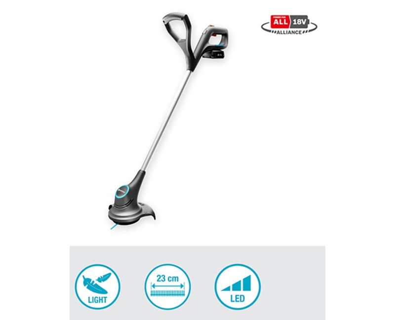 Trimmeris Gardena 18 V SmallCut 23/18 V, pļaušanas platums 23 cm, 1 x litija jonu akumulators 2,0 Ah, lādētājs 14702-20