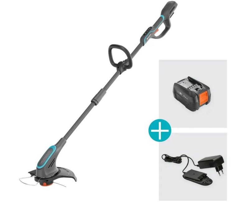 Аккумуляторный триммер Gardena PowerTrim 30 18 В, ширина скашивания 30 см, 1 аккумулятор 4,0 Ач, зарядное устройство 14703-20