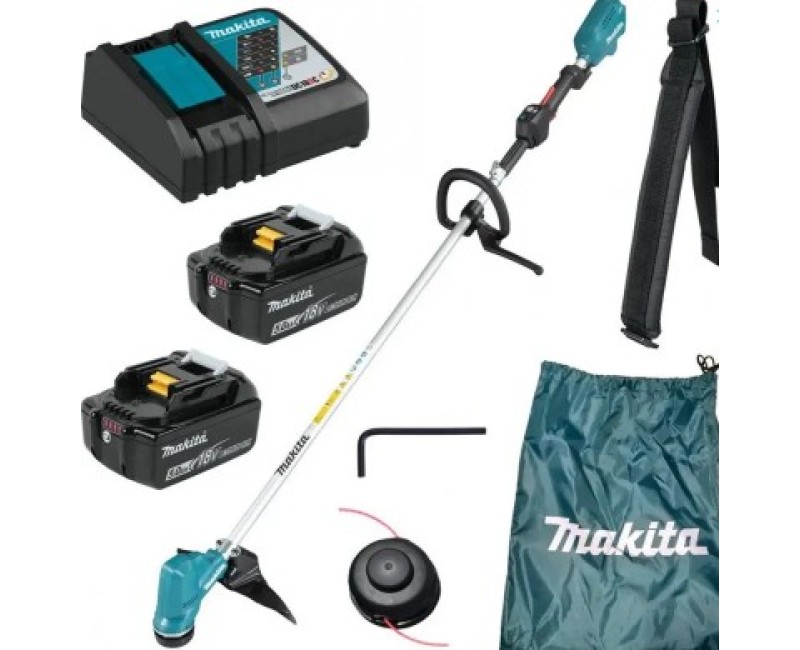 Аккумуляторный триммер Makita 18 В, ширина скашивания 30 см, 2 аккумулятора LXT 5,0 Ач, зарядное устройство DUR190LRT3.