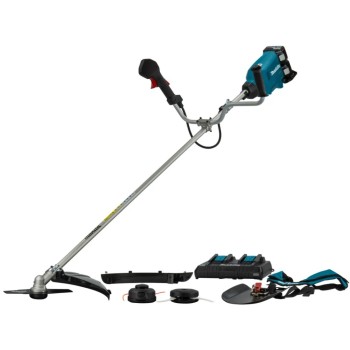 Trimmeris Makita 18 V akumulatora krūmgriezis, 43 cm pļaušanas platums, 2 x 5,0 Ah akumulatori, lādētājs DUR369APT2