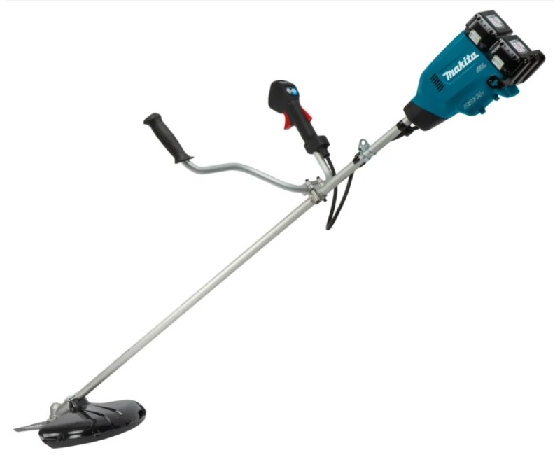 Trimmeris Makita 18 V akumulatora krūmgriezis, 43 cm pļaušanas platums, 2 x 5,0 Ah akumulatori, lādētājs DUR369APT2