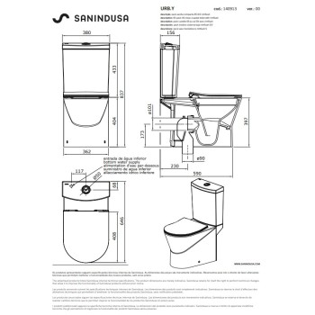 Tualetas Sanindusa URB.Y 65 Rimfree su SoftClose EasyClipp dangčiu, Baltas 140913004