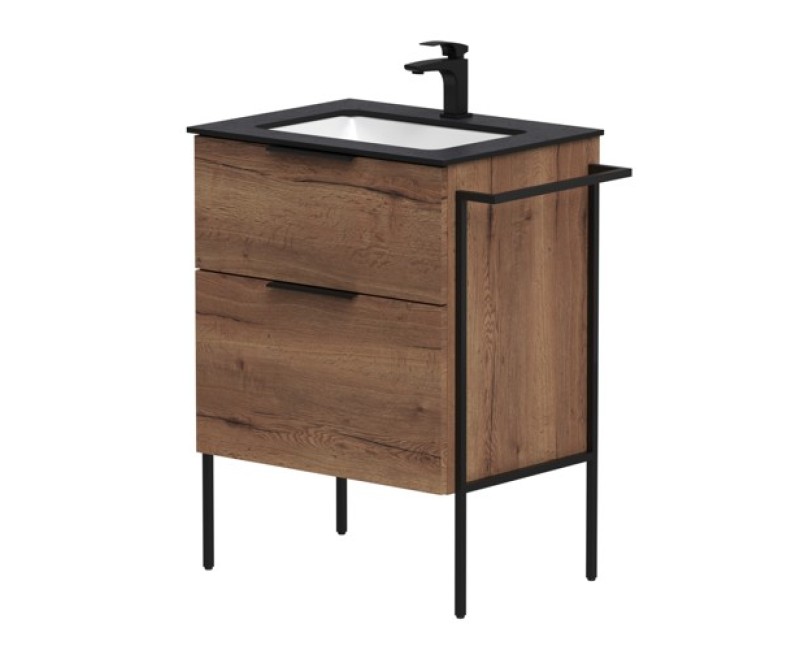Vannas istabas skapītis Kame Big 60cm 2 atvilknes, zem virsmas, Tobacco oak BUC/6-3DR/19-BIG