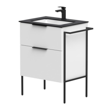 Vannas istabas skapītis Kame Big 60cm 2 atvilknes, Zem virsmas, Bez izlietnes, Balts Matēts BUC/6-3DR/WS-BIG