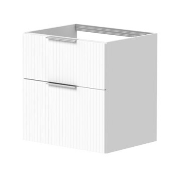 Vannas istabas skapītis Kame Big 60cm 2 atvilknes, Zem virsmas, Bez izlietnes, Rievota Fasāde Balts Matēts BUC/6-3DR/WSF10-BIG