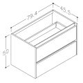 Vannas istabas skapītis Kame City 80cm 2 atvilknes, Zem virsmas, Bez izlietnes, Balti profili, Gaišs Ozols BUC/8-3DR/35P3