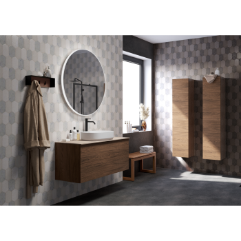 Vannas istabas skapītis Kame Gama 100cm 2 atvilknes, Zem virsmas, Bez izlietnes, Copper oak BUC/10-3DR/48