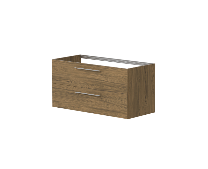 Vannas istabas skapītis Kame Gama 100cm 2 atvilknes (push to open), Zem virsmas, Bez izlietnes, Copper oak BUC/10-3DR/48-PO