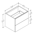 Vannas istabas skapītis Kame Gama 60cm 2 atvilknes (push to open), zem virsmas Balts Matēts BUC/6-3DR/D2-PO