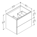Vannas istabas skapītis Kame Gama 60cm 2 atvilknes (push to open), bez izlietnes, Balts BU/6-3DR/D1-PO