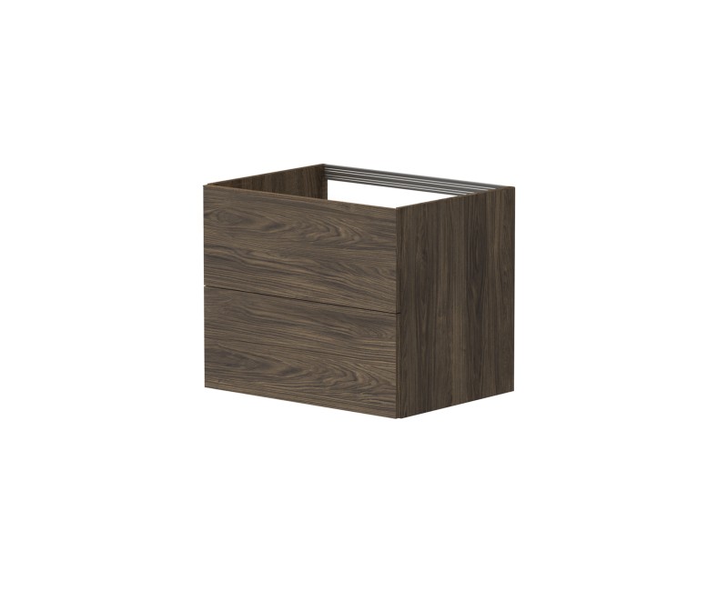 Vannas istabas skapītis Kame Gama 60cm 2 atvilknes (push to open), bez izlietnes Brūns Ozols BU/6-3DR/20-PO