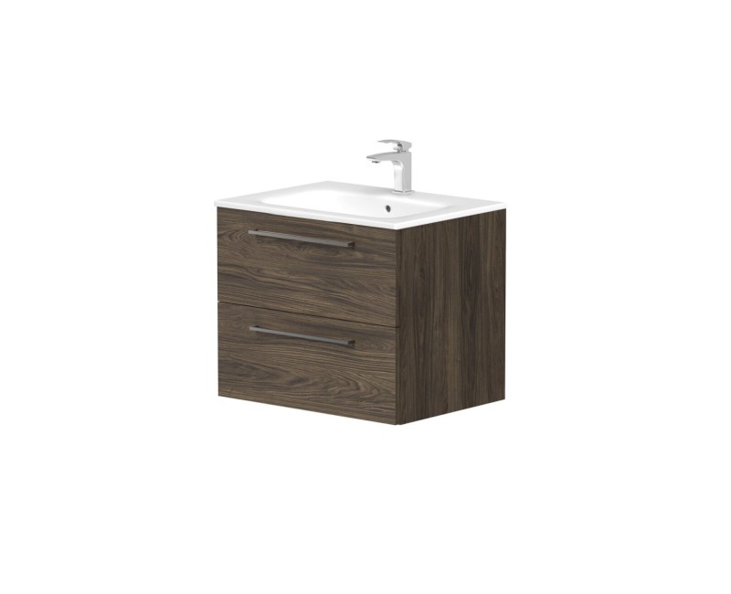 Vannas istabas skapītis Kame Gama 60cm 2 atvilknes (push to open), bez izlietnes Brūns Ozols BU/6-3DR/20-PO