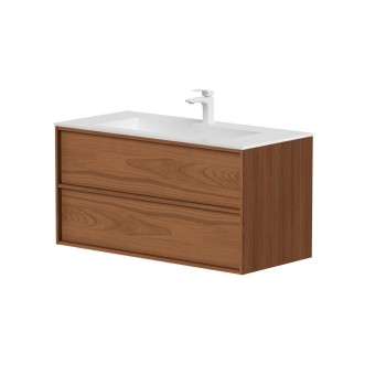 Vannas istabas skapītis Kame Home 100cm 2 atvilknes, Zem virsmas, Bez izlietnes, Copper oak veneer BUC/10-3DR/N11-HM