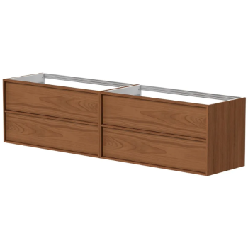 Vannas istabas skapītis Kame Home 160cm 2 atvilknes, dubultais (2x100cm), zem izlietnes / virsmas Copper oak BUDC/20-3DR-DB/N11-HM