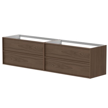 Vannas istabas skapītis Kame Home 160cm 2 atvilknes, dubultais (2x100cm), zem virsmas, Brūns Ozols BUC/20-3DR-DB/N07-HM