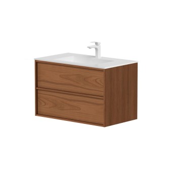 Vannas istabas skapītis Kame Home 80cm 2 atvilknes, Bez izlietnes, Copper oak BU/8-3DR/N11-HM