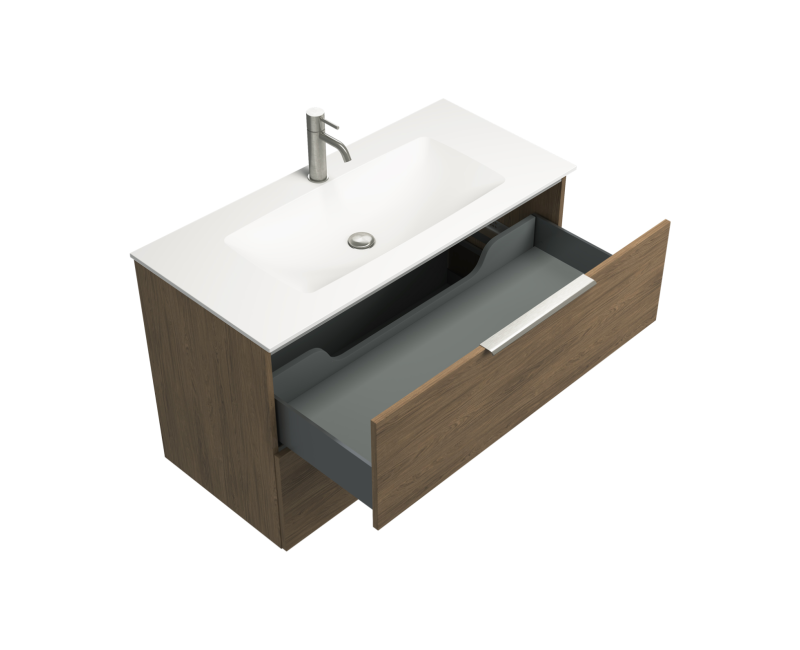 Vannas istabas skapītis Kame Liris 80cm 2 atvilknes, zem virsmas Copper oak BUC/8-3DR-V8/48-LIR