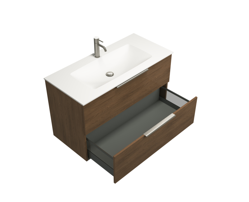 Vannas istabas skapītis Kame Liris 80cm 2 atvilknes, zem virsmas Copper oak BUC/8-3DR-V8/48-LIR