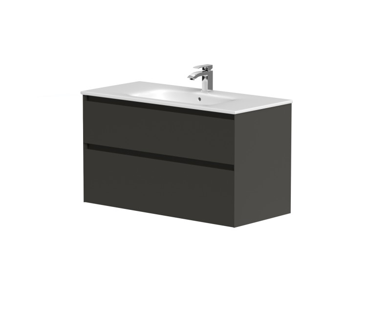 Vannas istabas skapītis Kame Loft 100cm 2 atvilknes, zem virsmas Anthracite Grey BU/10-3DR/D27-LFT