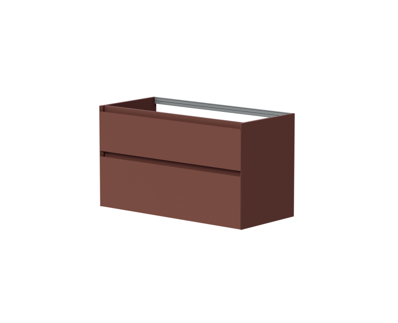 Vannas istabas skapītis Kame Loft 100cm 2 atvilknes, zem virsmas Terracotta BU/10-3DR/D23-LFT