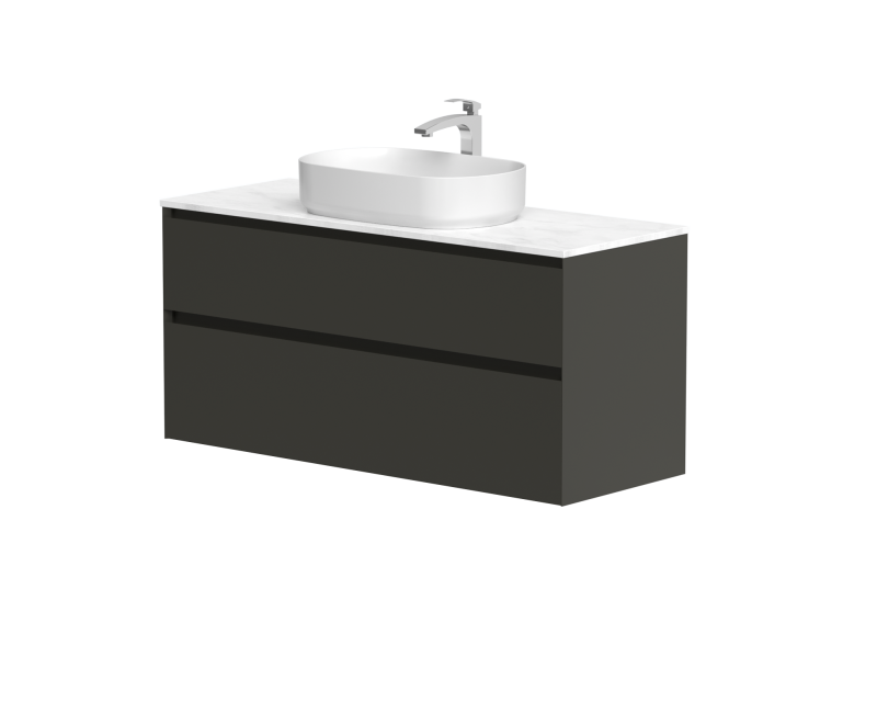 Vannas istabas skapītis Kame Loft 120cm 2 atvilknes, zem virsmas Anthracite Grey BUC/12-3DR/D27-LFT