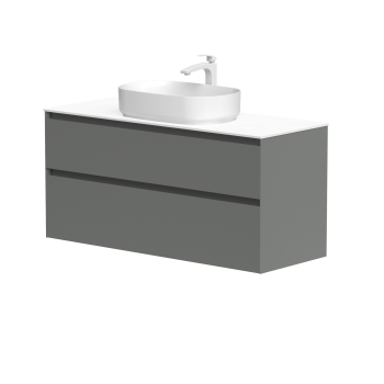 Vannas istabas skapītis Kame Loft 120cm 2 atvilknes, Zem virsmas, Bez izlietnes, Pearl Grey BUC/12-3DR/D37-LFT