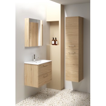 Vannas istabas skapītis Raguvos Baldai Scandic 81cm, ar 2 atvilknēm, Gaišs Ozols