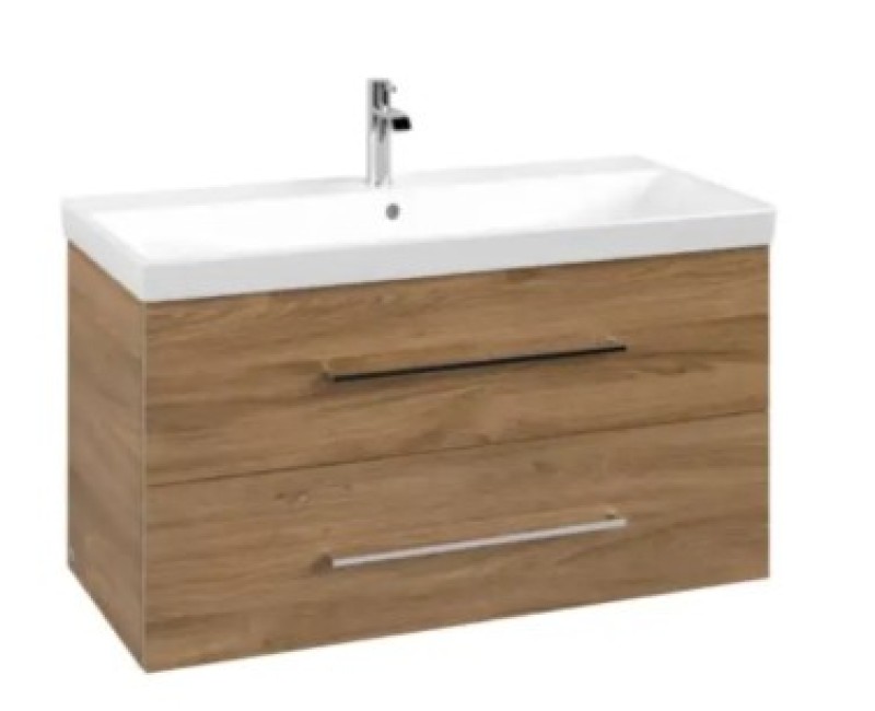Vannas istabas skapītis Villeroy & Boch Avento 98x51x45cm, 2 atvilktnes, (bez izlietnes) Kansas Ozols A89200RH
