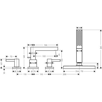 Hansgrohe Finoris vonios maišytuvas ant vonios krašto, sBox, matinė balta 76444700