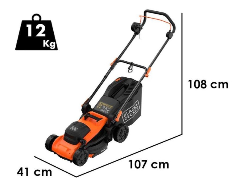 Zāles pļāvējs BLACK+DECKER Elektriskais 1400 W, pļaušanas platums 34 cm BEMWP340-QS