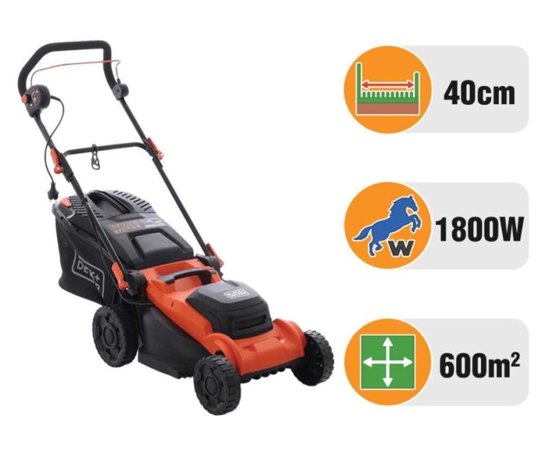 Газонокосилка BLACK+DECKER электрическая 1800 Вт, ширина скашивания 40 см BEMWP400-QS