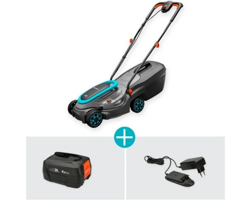 Zāles pļāvējs Gardena 18 V PowerMax, pļaušanas platums 32 cm, 1 x 4,0 Ah akumulators, lādētājs 14632-20