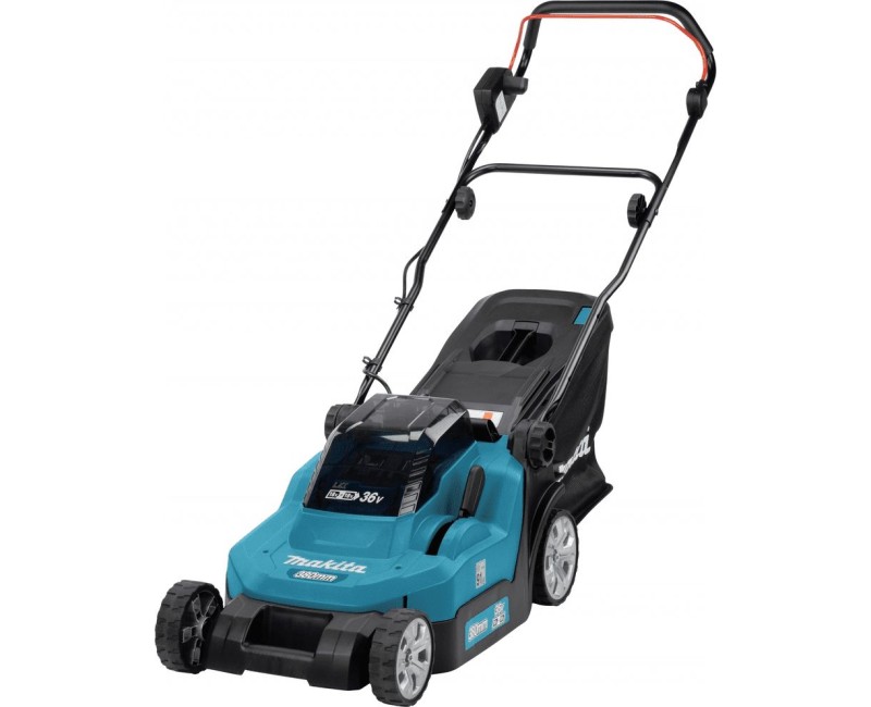 Zāles pļāvējs Makita 18 V akumulatora, 38 cm pļaušanas platums, 2 x 5,0 Ah LXT akumulatori, DLM382PT2 lādētājs
