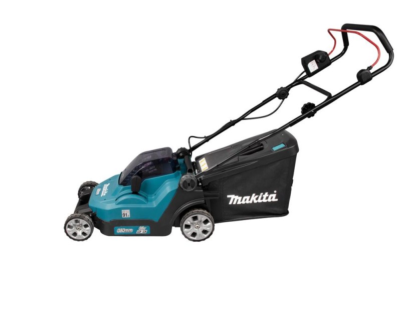 Zāles pļāvējs Makita 18 V akumulatora, 38 cm pļaušanas platums, 2 x 5,0 Ah LXT akumulatori, DLM382PT2 lādētājs