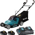 Zāles pļāvējs Makita 18 V akumulatora, 38 cm pļaušanas platums, 2x litija jonu LXT 4,0 Ah akumulatori, DLM382CM2 lādētājs