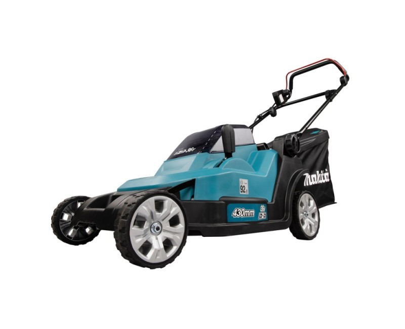 Zāles pļāvējs Makita 18 V akumulatora, 43 cm pļaušanas platums, 2 x LXT 5,0 Ah akumulatori, DLM432CT2 lādētājs