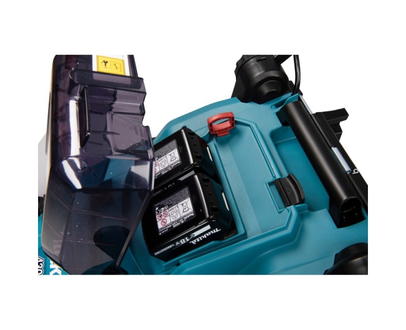 Zāles pļāvējs Makita 18 V akumulatora, 43 cm pļaušanas platums, 2 x LXT 5,0 Ah akumulatori, DLM432CT2 lādētājs
