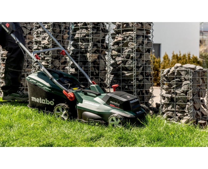 Газонокосилка Metabo 36 В, ширина скашивания 36 см, 2 аккумулятор 5,2 Ач, 2 зарядных устройства 601716650