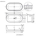 Brīvi stāvoša Vanna O'Design HARESI-M 1700x800mm H=550mm Akrila, Balta matēta