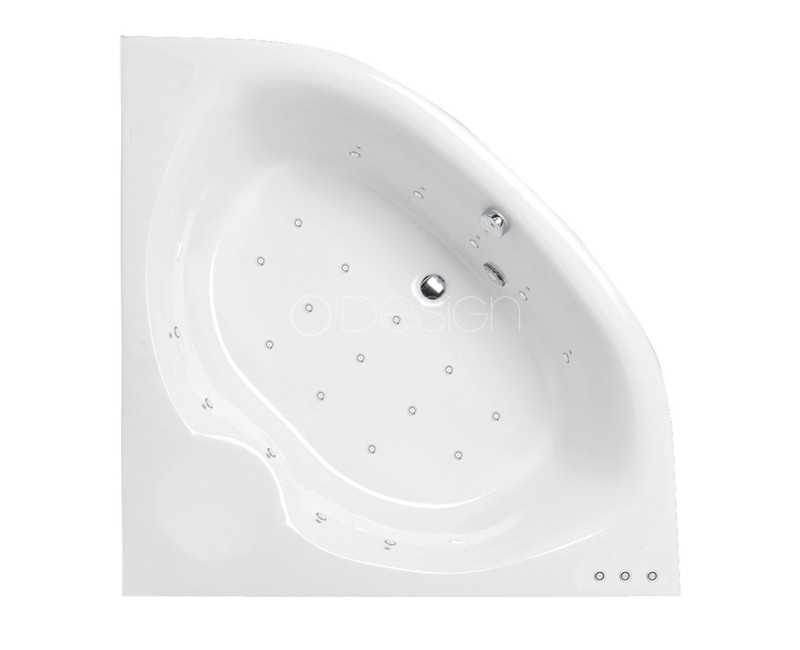 Hidromasāžas vanna O'Design Lips Excellence, 1500x1500mm, Labā, 6 hidro un 13 gaisa sprauslas, 1150W, 10 Cromo LED