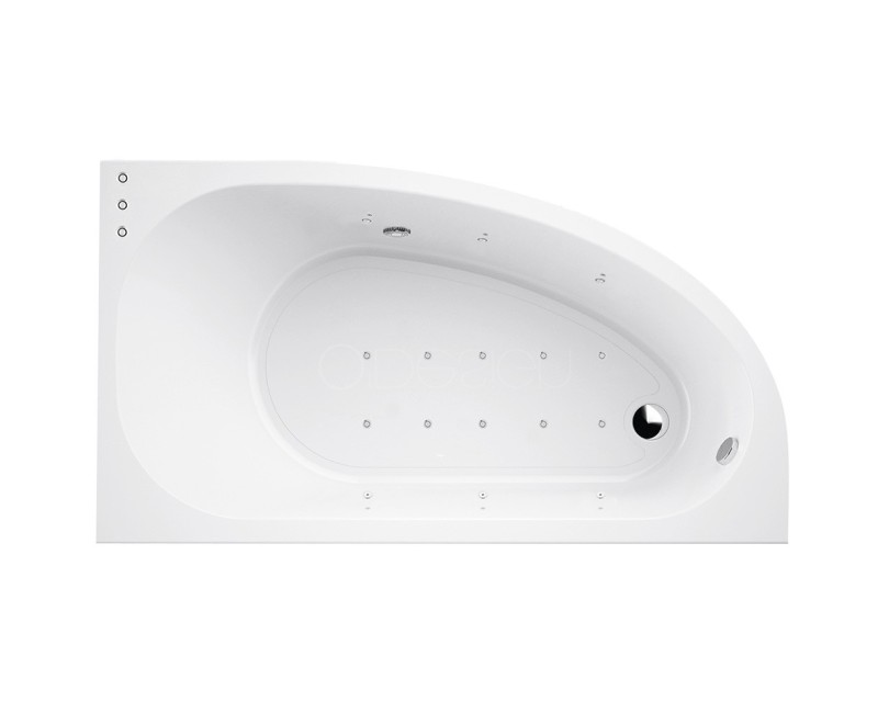 Hidromasāžas vanna O'Design Muse Serenite, 1600x900mm, Labā, 6 hidro un 10 gaisa sprauslas, 1150W