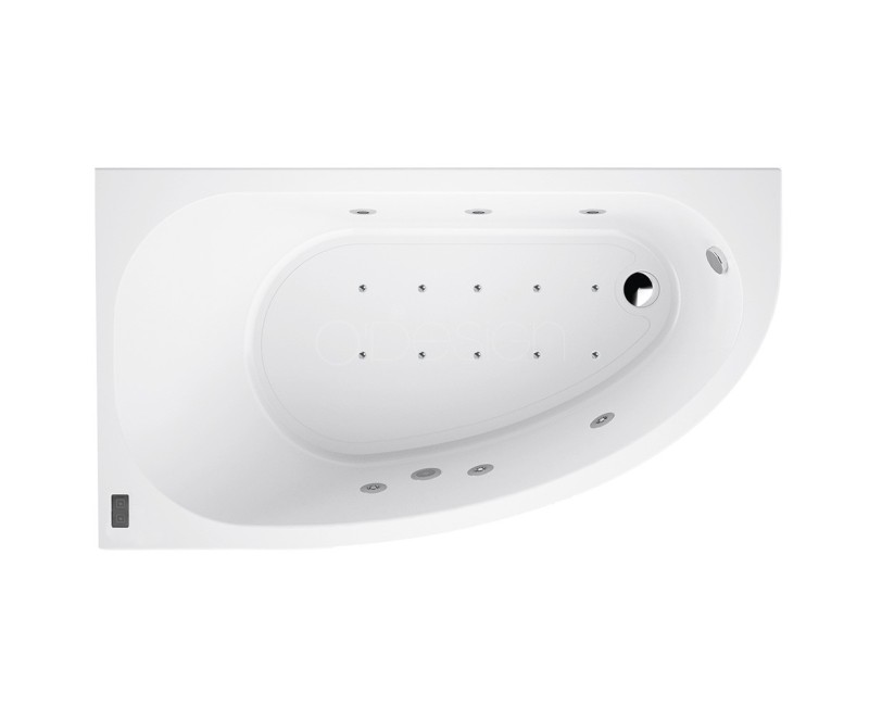 Hidromasāžas vanna O'Design Muse Excellence, 1600x900mm, Kreisā, 6 hidro un 10 gaisa sprauslas, 1150W, 6 Cromo LED