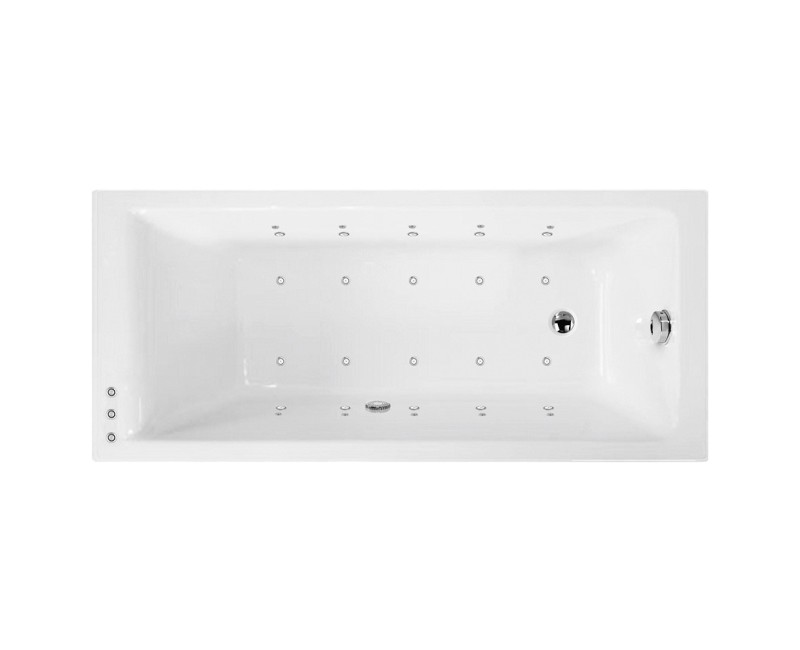 Hidromasāžas vanna O'Design Thalie Excellence, 1600x700mm, 8/10 hidro un 8/10 gaisa sprauslas 1150W, 8/10 Chromo LED