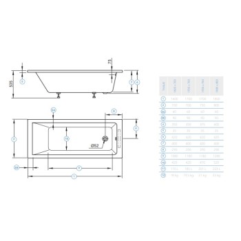 Hidromasāžas vanna O'Design Thalie Excellence, 1600x700mm, 8/10 hidro un 8/10 gaisa sprauslas 1150W, 8/10 Chromo LED